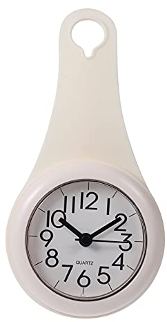 HOMSFOU Wanduhr Küchenuhr Badezimmer Wasserdicht Kleine Digitale Wanduhr Stille Home Decor Duschuhr mit Saugnapf Weiß