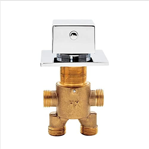 Robinet Baignoire Carré Laiton Interrupteur Vanne Commande Mitigeur Douche Cascade Inverseur, pour Pommeau Bain et Massage, Cartouche Céramique, Poignée Triple (Inverseur Commutateur)