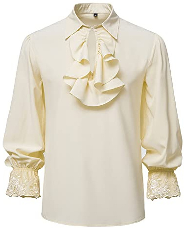 MakingDa Herren Renaissance Steampunk Viktorianisch Langarm Jabot Kragen Mittelalter Piraten Hemd Tops