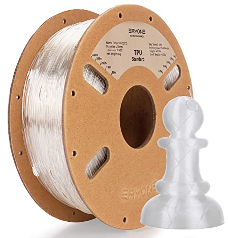 ERYONE TPU Filament 1,75 mm, 3D Drucker Filament TPU 1 kg 1 Spool, +/-0,05 mm, 95 A, transparent