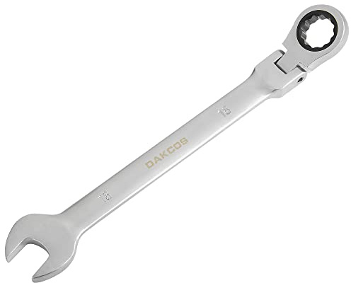DAKCOS Llave combinada flexible Llave fija con carraca 18mm, Cr-V | Llave de trinquete articulada