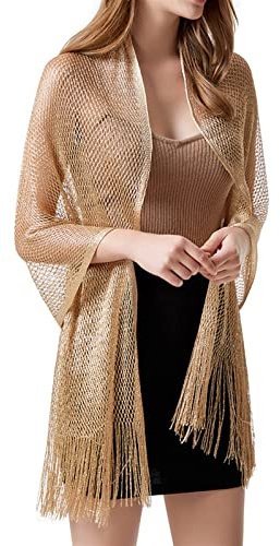 GIBZ Schals & Tücher für Damen Umschlagtuch Braut Festlich | mit Quasten Elegante Glitzernde Jacke für Die Hochzeitsparty