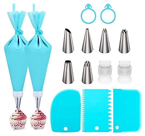 YLWX Bocchette sac A Poche Professionali Riutilizzabile, Set di Beccucci sac à Poche, Punte in Acciaio Inossidabile Kit per Decorazioni Torta Cupcake
