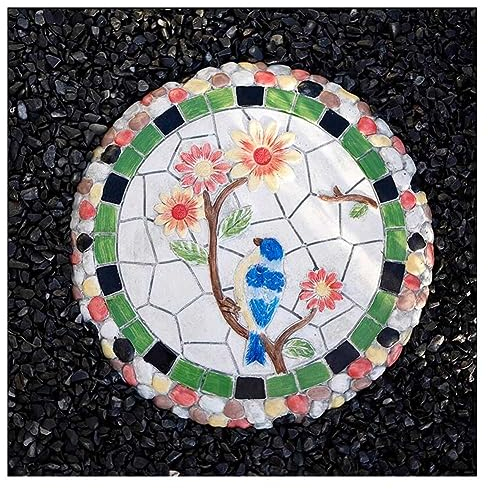Outdoor Garten Decor Stepping Stones, Dekorative Steine Pflaster Für Garten Einzigartige Rasenakzente Im Freien Für Outside Walkway Yard Landschaftsgestaltung Im Freien (Farbe : Birds, Größe : 35cm