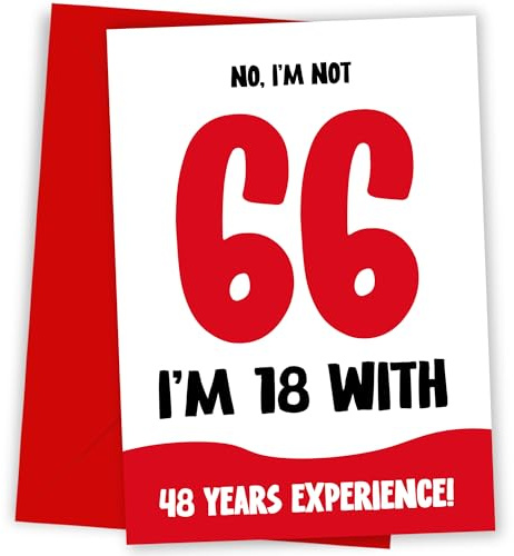 Lustige Geburtstagskarte zum 66. Geburtstag für Frauen und Männer – Nicht 66, 18 mit 48 Jahren Erfahrung – Humorvoller Witz für Mama, Papa, Freund, Bruder, Schwester, als nicht 66 Geburtstagskarte