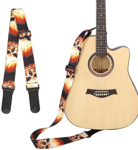 Gitarrengurt, Totenkopf-Design, Cooler Schultergurt Für Bass, Elektrische Und Akustische Gitarre, Bassgitarrengurt, Verstellbarer Gurt, 91,9 Cm – 155,9 Cm
