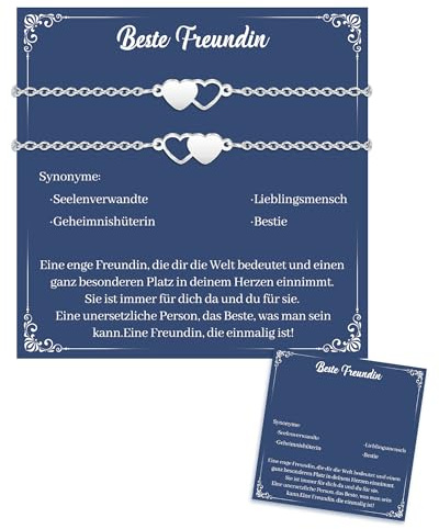 CheersLife 2/3/4/5 Beste Freundin Geschenke,Geschenke für Freundin Freundschaftsarmband Damen Mädchen, Geschenk Freundin Weihnachten,Geburtstagsgeschenk für Freundin - Herzarmband