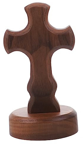 IMIKEYA 1satz Holzkreuz Deko Holz Mit Runder Basis Stilvolle Christliche Wohnaccessoires Für Schlafzimmer Wohnzimmer Und Büro Handgefertigte Tischdekoration Für Besondere Anlässe