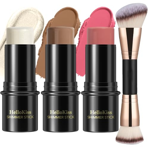 Kit de maquillaje en barra de contorno en crema de 3 piezas, tonos con barra iluminadora, barra de rubor y barra de contorno (Light-Medium(#02+#10+#12), 30 g (1 unidad))