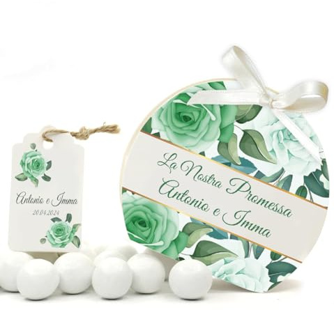 Mr Pubblicità 25+25 pezzi - Scatoline Bomboniere Portaconfetti Promessa di matrimonio n. 25 pz + Tag Bigliettini per Bomboniera o per fazzoletti 25 pezzi PERSONALIZZATE