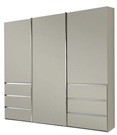 WIEMANN Schwebetürenschrank Kleiderschrank Schlafzimmerschrank 250cm breit, mit Schubladen, Champagner Dekor, Höhe 217cm, Malibu