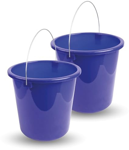 Eimer (2 Stück) Haushaltseimer, 10 Liter, in vers. Farben, Putzeimer aus Stabilem Kunststoff, lebensmittelecht, BPA-frei, Made in EU (Dunkelblau)