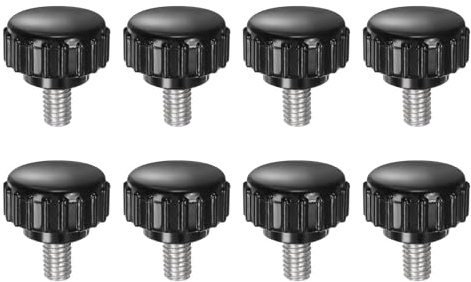 QUARKZMAN 8 Stück Rändelschraube mit Gewinde M5 x 8mm x 18mm Rundkopfschraube Edelstahl 304 Rundgriffbolzen Klemmknöpfe 18mm Handknöpfe Daumenschrauben Spannschraube für Industrie Maschine