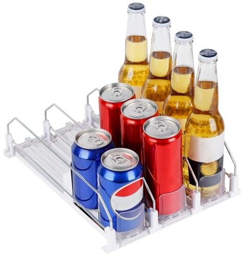NZZVNZ Automático Dispensador Latas, Organizador Latas Nevera, Dispensador de Latas Nevero, Organizador de Bebidas para Frigorífico, Organizadores Nevera para Cervezas Automático para 12 Lata