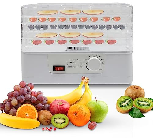 MEELRYD Máquina expendedora de 350 W, deshidratador, secador de frutas, verduras, hierbas, secador, regulador de temperatura de 35-70 °C, 5 compartimentos para carne y frutas
