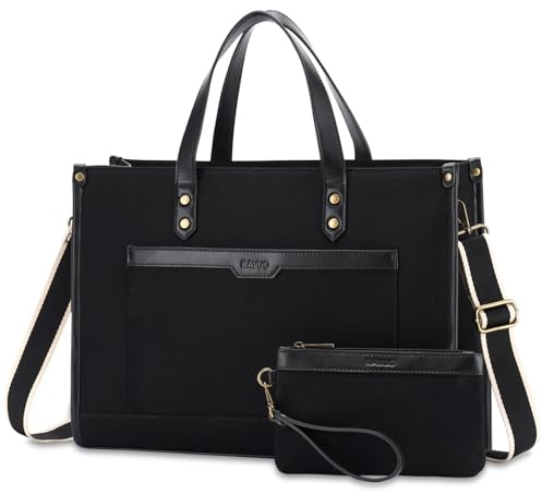 RAVUO Borsa Grande Elegante Università Porta PC 15,6 Pollici, Borsa Insegnante in Tela con Spalline Regolabili per Business, Scuola