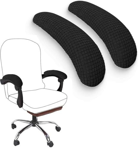 COYUN 2Pcs Bürostuhl Arm Armlehne Abdeckungen, dehnbar Polyester Schutz Abdeckungen entlastet Ellenbogen Beschwerden Bürostuhl Bezug Armlehnen Polster,Länge-40cm,Schwarz