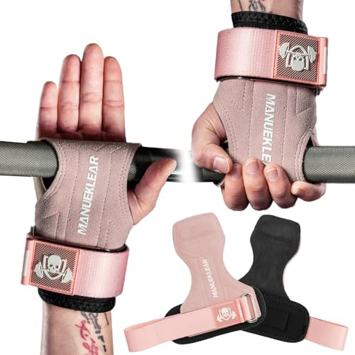Lyft- och handledsremmar för tyngdlyftning - Justerbara gymremmar för falllyft, styrklyftning och hantelträning, ergonomisk design för män och kvinnors styrketräningsrutiner (rodnande rosa)