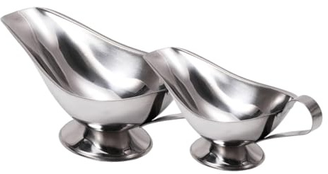 Mikinona Stainless Steel Gravy Sauce Boats Set 3oz and 5oz Dipping Sauce Cups Condiment Dispensers for Restaurant and Home Use