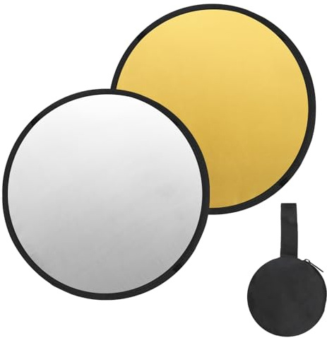 PATIKIL 24/60cm Reflector Photography, 2 in 1 Collapsible Light Reflector with Bag Multi-Disc Light Diffuser for Studio Outdoor, Gold/Silver