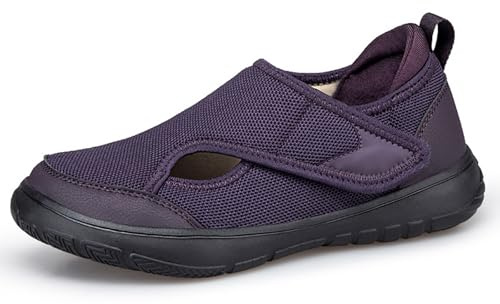 Scarpe Diabetiche per Uomo Donna Confortevole e Traspirante Extra Larghe Pantofole Regolabili per Edema Piedi Scarpe da Passeggio Antiscivolo，Viola，37 EU