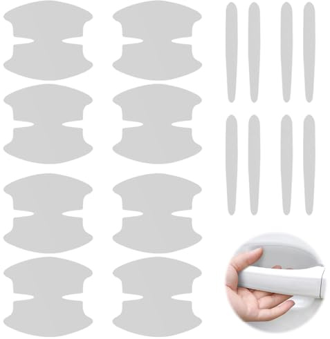 JAZOKA 16 Car Door Handle Protectors Universal Transparent Car Door Handle Protector Sticker for Recessed Grips Film Clear Anti-Scratch Auto Hand Grip Paint Protection Stickers for Car Protection