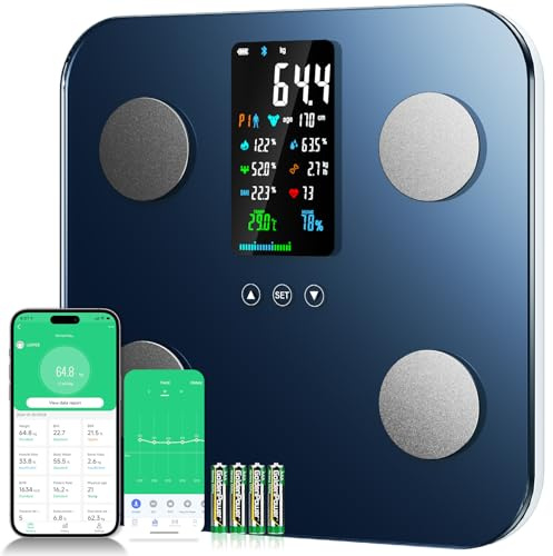 Onherm Bilancia Pesapersone Digitale, Bilancia Impedenziometrica Professionale Con Ampio Display, Può Misurare 19 Dati Corporei con APP, Bilancia Portatile Per misurare il Grasso Corporeo, BMI
