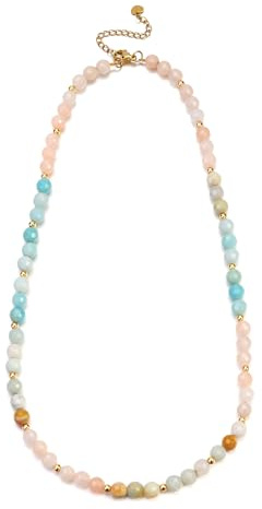 GEHECRST Damen Edelstein Halskette Bunte Perlenkette Heilsteine Kette Echte Steine Heilsteine Perlenkette Amulett Kette Glückskette Reiki Talisman spirituelle Geschenke