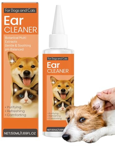 Chaies Pulitore Orecchie Canino - 50ml per La Pulizia dei Detriti del Canale Auricolare dei Cani - Strumento Pulitore Orecchie Canino,per Cani Grandi Anziani Cuccioli Interno Esterno Casa Viaggio