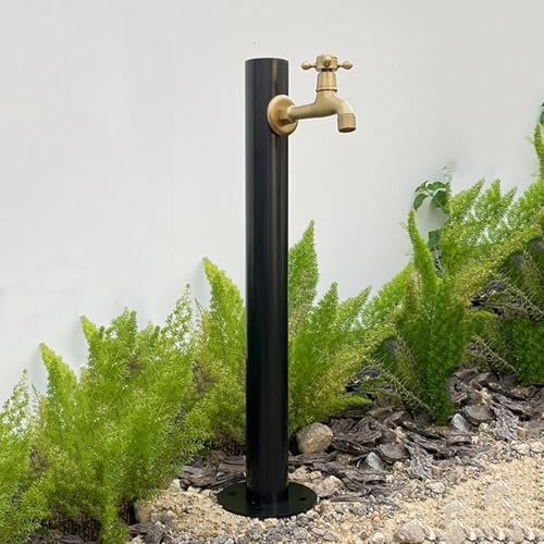 Colonne d'eau de jardin verticale en acier inoxydable 304, support de tuyau autoportant, robinet d'eau monté au sol, fontaine extérieure