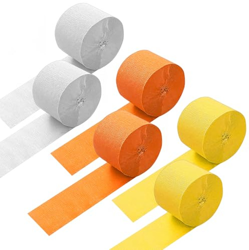 6 stycken kräppapper, luftormar dekoration, 4,5 cm x 25 m orange kräppapper, party crêpepapper, gör-det-själv kräpppapper, pysselkräppa, färgglada, för bröllopsdekoration, födelsedagsfest