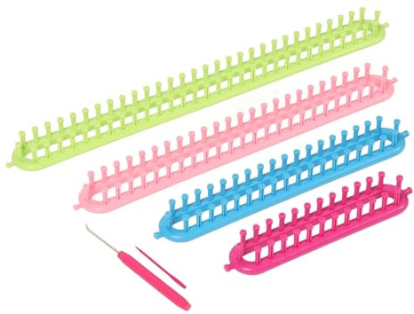 Asixxsix Lång Stickvävstol, Vävstolar Av Plast för Halsdukar Mössor Strumpor Sjalar Handskar, med Nålsats Garnlina Stickare, hantverksverktyg för Nybörjare Proffs
