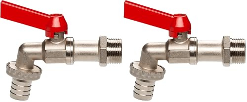 Gardena Kugel-Auslaufventil: Auslaufhahn für den Innen- und Außenbereich, 33,3 mm (G 1 Zoll)-Gewinde, für 19 mm (3/4 Zoll)-Schläuche (7333-20) (Packung mit 2)