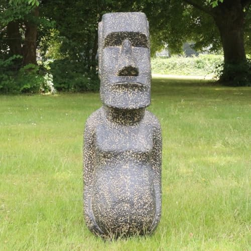 Oriental Galerie Osterinsel Moai Figur Skulptur Stein Lavasand Bali Tiki Garten Deko GRC 100 cm
