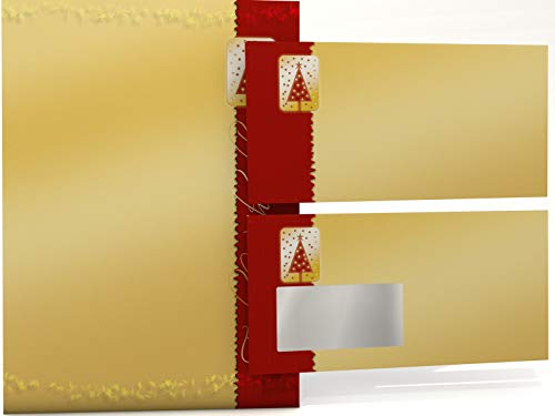 Weihnachts-Papier Set Frohe Weihnachten, 100 Blatt Motivpapier A4 und 100 Umschläge OHNE FENSTER