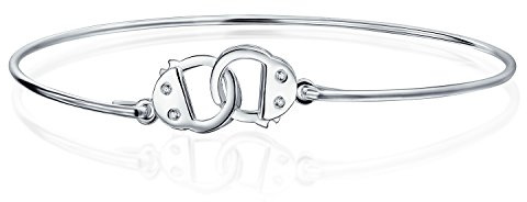 Bling Jewelry Minimalistisches Zartes BFF Arbeits-Schloss Handschellen-Armreif für Frauen Teenager CZ Akzent .925 Sterlingsilber