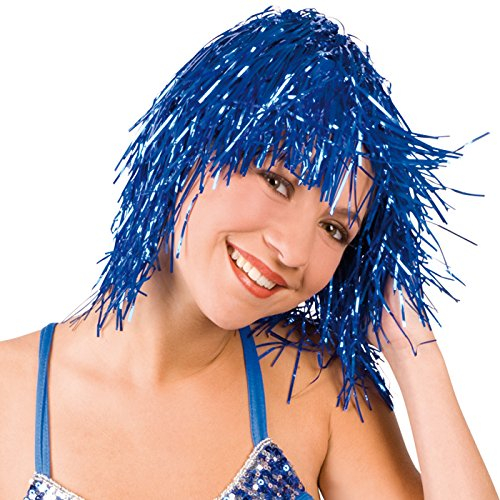 PARTY DISCOUNT SPARPACK! Perücke Lametta Disco, blau 6 STK.