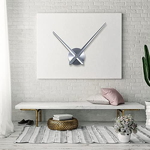 3D Wanduhr Uhrwerk & Uhrzeigern Modern für die Wand, mit 2 Nadeln（Silber）