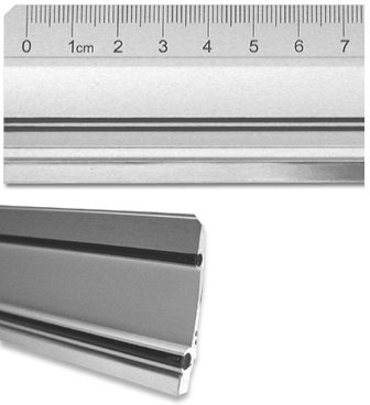 hf hajo - fix Aluminiumlineal mit Stahlkante 70cm - Alulineal mit Antirutschbeschichtung, Schneidelineal mit umlaufender Stahlkante