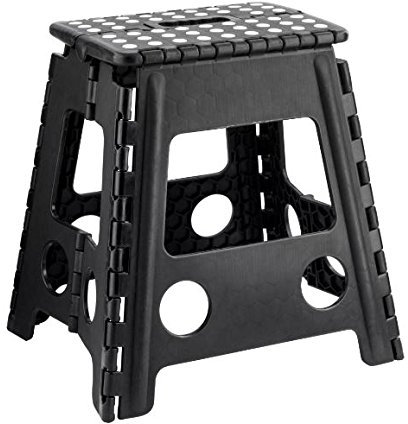 Plastic Large Multi Purpose Folding Foldable Easy Storage Step Stool NEW (BLACK)