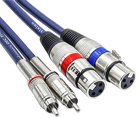 Tisino Dual XLR to RCA Cable, Heavy Duty 2 XLR Female to 2 RCA Male Patch Cord HiFi Stereo Audio Connection Interconnect Lead Wire - 10 ft / 3m