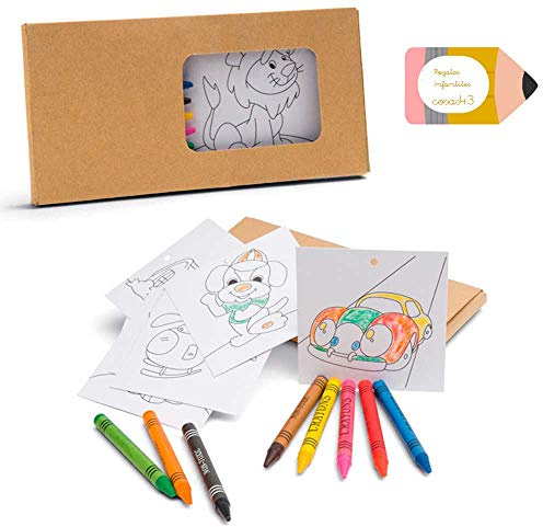 20 Boxen mit je 6 Wachsmalkreiden und einem Block mit 20 Blättern zum Ausmalen, Geschenke für Kindergeburtstage, Schulen