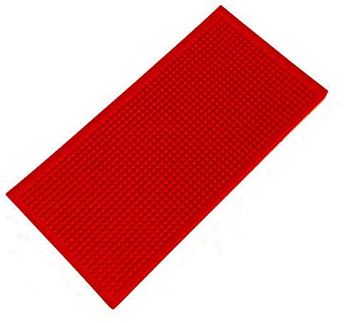 ausuky Tappetino da bar in gomma, grande, vassoio antigoccia in vetro, per birra, bevande, pub, club, bar, accessori tagliabile (rosso, 15 x 30 cm)
