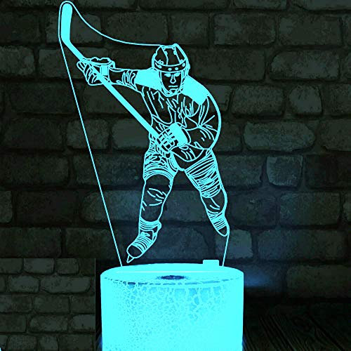 Jinson well 3D eishockey spieler led lampe licht Nachtlicht Lampe optische Nacht licht Illusion 7 Farbwechsel Touch Switch Tisch Schreibtisch Dekoration Lampen Acryl USB Spielzeug