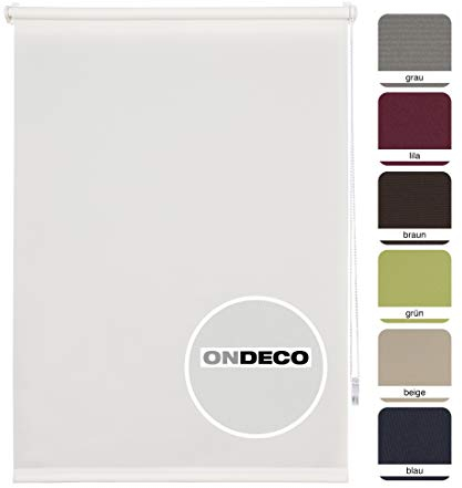 ondeco Tageslichtrollo ohne Bohren, Klemmfix Sichtschutzrollo Seitenzugrollo Klemmrollo, lichtdurchlässig und Blickdicht Weiß 90x210 cm