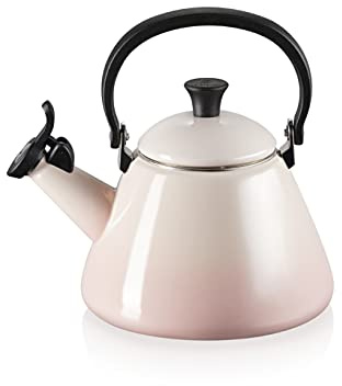Le Creuset Kone Wasserkessel mit Pfeife, Emaillierter Stahl, 1,6 L, Shell Pink, 40101027770000