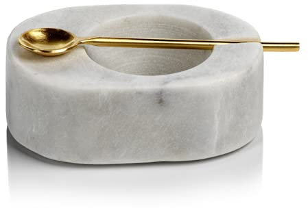 Zodax-Tuscan White Marble Salt and Pepper Cellar