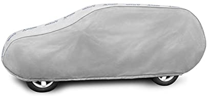 Autoabdeckung Wasserfest & Extrastark Vollgarage Autoplane Abdeckplane gegen Regen Schnee Wind UV-Strahlung Laub und Anderen Schmutz Autogarage Autohülle Grau, XL SUV L: 450-510 cm/H: 150-160 cm