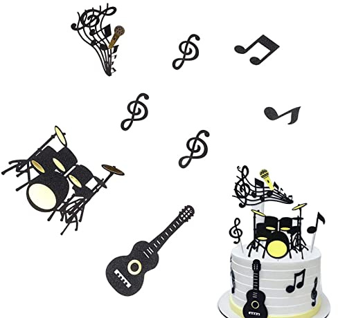 16-teiliges Happy Birthday-Kuchenaufsatz-Set, Musiknoten, Cupcake-Topper, Musikthema, Geburtstagspartyzubehör, Musikinstrument, Cupcake-Topper für Geburtstag, Musiker, Party