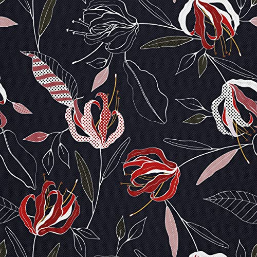 HEKO PANELS Stoff Oxford Wasserdichte Meterware Canvas-Stoff Polyester Stoff Zum Nähen Nähstoffe Möbelstoffe Dekostoffe Wasserabweisend Blickdicht Blühende Tulpen 1 Meter 155 x 100 cm